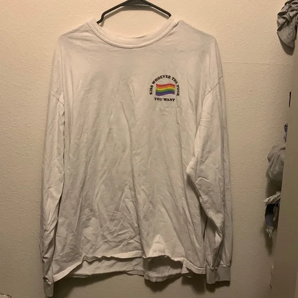 *spencer’s gay pride white long sleeve t-shirt size xl - Picture 1 of 5